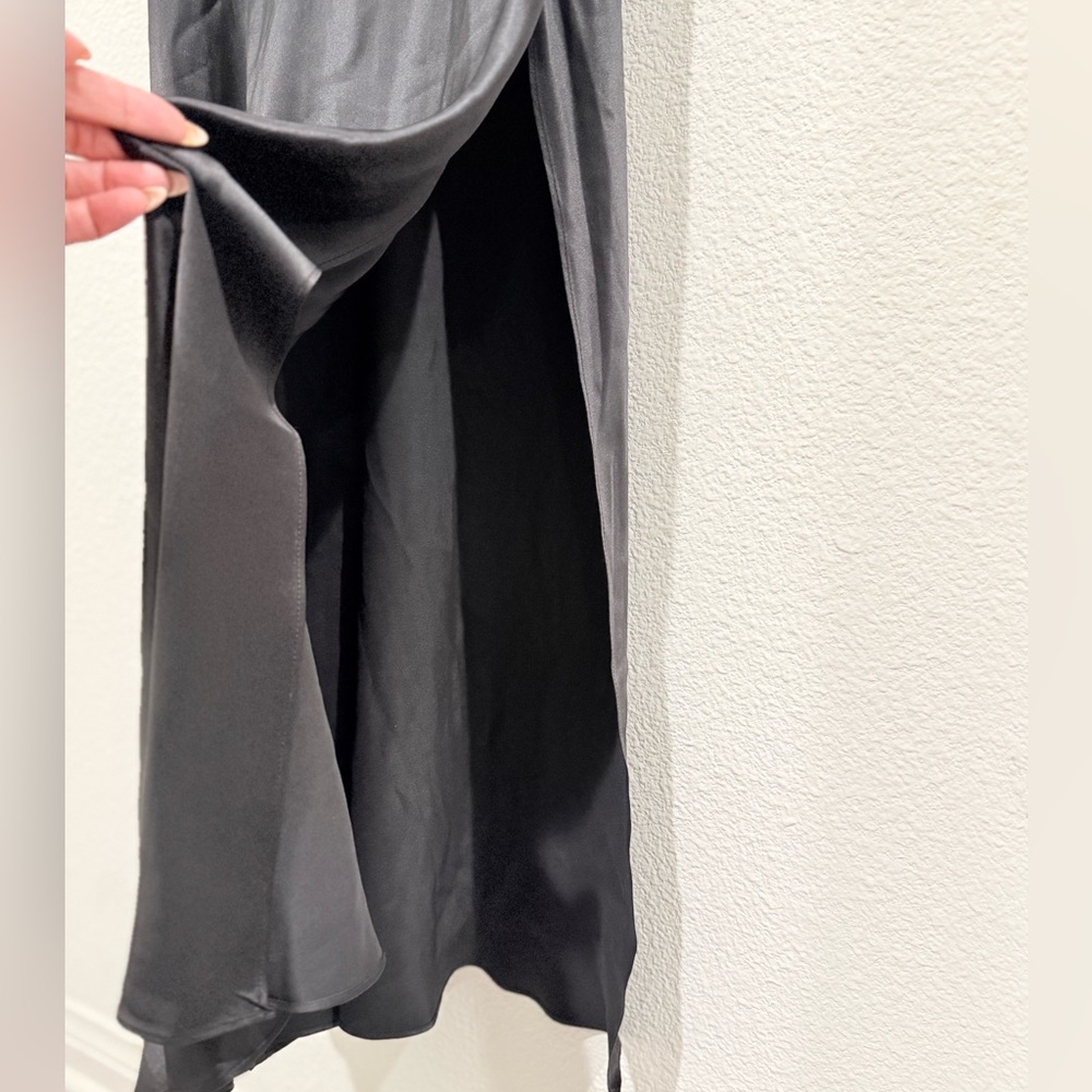 Victoria's Secret 100% Silk black Maxi slip dress cowl neckline Large - Picture 5 of 9